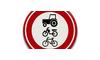 Verkeersbord RVV - C09 Gesloten voor ruiters, vee, wagens en motorvoertuigen die niet sneller kunnen of mogen rijden dan 25 kilometer per uur en brommobielen, alsmede fietsers, bromfietsers en gehandicaptenvoertuigen breed